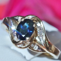 14k yellow gold 1.15ct natural diamond sz 7.5 ring sapphire vintage heated 5.3gr