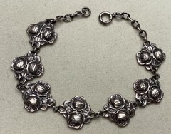 Sterling silver Double rose Double Sided Saint bracelet Catholic 8” 21.9 Gr.