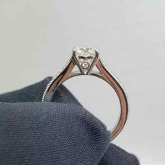 Art Deco Vintage Round Cut Lab Created Diamond 14K White Gold FN Engagement Ring