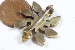 PRETTY ANTIQUE GEORGIAN ENGLISH 15K GOLD PEARL & GARNET PENDANT BROOCH c1820