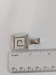 Vintage Mexico Sterling Silver Square Spiral Necklace Pendant Modernist 9.6 g