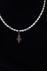 Antique Lavalier 10K Solid Yellow Gold Diamond Pendant With Perals And gems