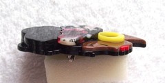 Vintage Wearable Art Fashion Black Lady Hand Layered Acrylic Pin or Brooch – NOS