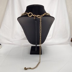 Vintage Korea G&S Gold Tone Statement Necklace Adjustable 27 To 42 inch Length