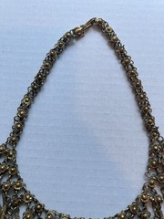 Vintage Boho Gold Tone Chainmail Coin Bib Choker Statement Necklace 18” H3