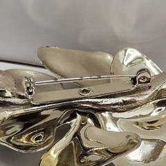 Black & Gold Tone Brooch/Pin With Moissanite Center Stone. Preowned Very Good