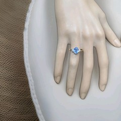 Vintage 14K Yellow Gold Engagement ring 1.55ct.Natural Blue Sapphire Oval Cut