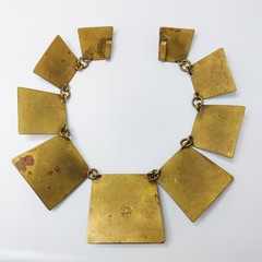 Vintage Hubert Harmon Plate Brutalist Necklace Casa Maya Mexico Copper Brass