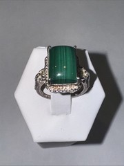 Vintage Sterling Silver Malachite Ring 925 Size 6.75