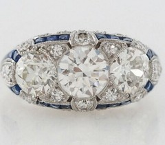 3.56Ct Art Deco Style Lab Created Diamond 3-Stone Wedding 14K White Gold FN Ring