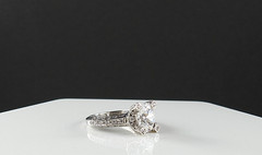 Vintage Solid 14K White Gold Ring CZ Cluster Engagement Cocktail Fine Jewelry