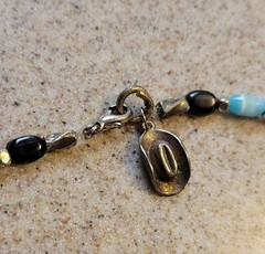 Southwestern Beaded 24in Necklace Nickel Silver Black Beads Blue Cats Eye Glass