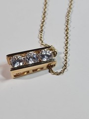 Ross Simons 925 3 CZ Stones Gold Over 925 Sterling Silver Pendant & Necklace