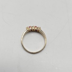 Gold Plated Marquise Shape Pink Topaz Clear Rhinestone Ring Size 9.75 Vintage