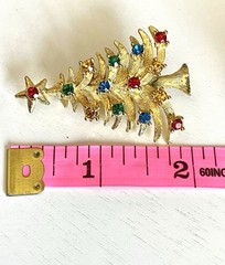 Eisenberg Ice Vintage Christmas Tree Rhinestone Brooch Pin Colorful Holiday Luxe