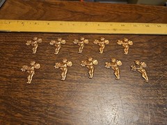 Lot Of 10 Cherub W Boquet France Vintage 60s Brass Stampings Findings Jewelry