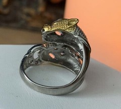 Thai White & Yellow Gold Vermeil Tanzanite & Rhodolite Garnet Snow Leopards Ring