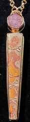 Vtg Sterling Silver Designer Long Pendant Necklace Natural Jasper & Amethyst…