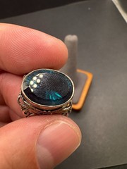 Vtg 925 Sterling Silver Blue Topaz Glass Cocktail Ring Ornate Filigree Size 10