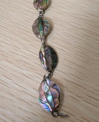 Vintage Mexico .925 Sterling Silver And Abolone Oval Shell Link 6 3/4”Bracelet