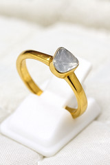 14k Gold Plated Natural Diamond Ring, Rose Cut Diamond 925 Sterling Silver Ring
