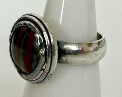 Vintage Sterling Silver Tiger Iron Ring Size 7.5