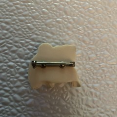 Vintage Hand-Carved Walrus Pin With Black Accents