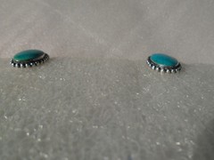 VINTAGE 925 STERLING SILVER TURQUOISE CLIP ON EARRINGS OLD PAWN