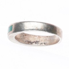sz6 vintage Zuni sterling silver flush channel inlay turquoise size 6 ring
