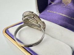 Antique European 800 Silver Adjustable Ring Blue Enamel Sz7 Signed RARE Read