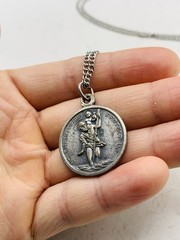 Vintage Saint Anthony Pray For Us St Christopher Protect Us 24” Necklace