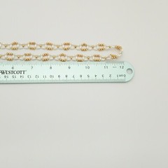 Vintage Gold and White Beaded Geometric Rectangle Filigree Box Clasp Necklace