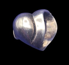 Vintage Sterling Silver Puffy Open Heart Pendant Slide 925 Small 2.67g