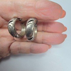 Flawed Mexico Sterling Silver 925 11 grams Hoop Dangle Pierced Earrings Vintage