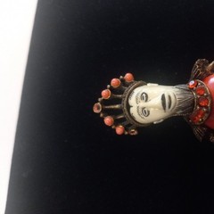 Vintage Selro Selini African King Warrior Figural Man Rhinestone Brooch Pin RARE