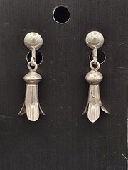 Estate Vintage Sterling Silver Squash Blossom Screw Back Earrings Southwestern