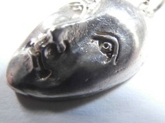 Modernist Vintage Sterling Silver 925 Necklace Pendant Art Bust Face Sculpture