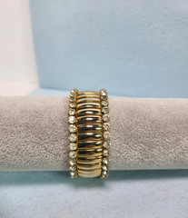 Vintage Trinidad Gold-Tone & Rhinestone Bracelet Expandable