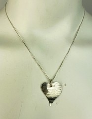 Vintage 70s Sterling Silver 925 Heart Pendant Necklace 17.75″, K53