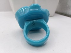 Vintage Plastic Lucite Molded Flower Ring~SIZE 8-8 1/2~TURQUOISE~1970’s~80’s