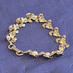 Vtg Sterling Silver Leaf Bracelet 7.32g Fine Jewelry 7.25″ Floral Fold Over