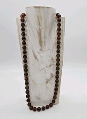 Root beer Amber Brown Lucite Necklace Acrylic Ball Long Vintage 30 in