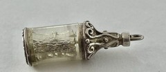 Vintage Retro Era English Love Letter in Lucite Bottle Sterling Bracelet Charm