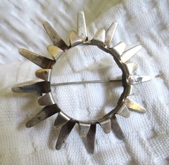 Vtg Mid Century Norway Plus Studio Tone Vigeland Sterling Sunburst Brooch Pin