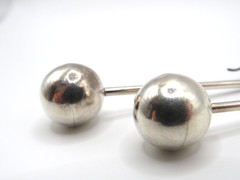 VINTAGE STERLING SILVER BALL DROP DANGLE EARRINGS LONG MODERNIST