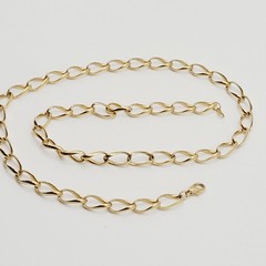 Curved Curb Oval Link Shiny Gold Tone Versatile Single Chain Necklace 24 inch