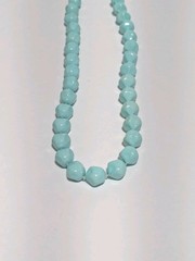 Vintage Blue Round Faceted Acrylic Bead Necklace 17″. Retro Style.