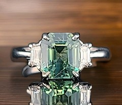 Vintage 14k White Gold Engagement Ring 3.00CT.Untreated Teal Sapphire GIA Cert