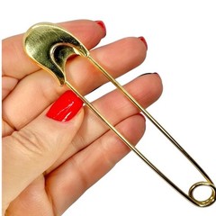 Vintage 14K Yellow Gold 4 3/8 Inches Long Safety Pin Brooch