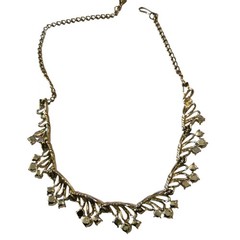 Vintage Coro Pink Rhinestone Necklace Gold Tone 1950s 1960s Pinecone Extender